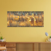 Hirschfamilie in der Herbstsonne Leinwanddruck (Insitu (Wohnzimmer))