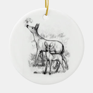 Hirschfamilie Keramikornament