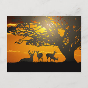 Hirschfamilie Postkarte