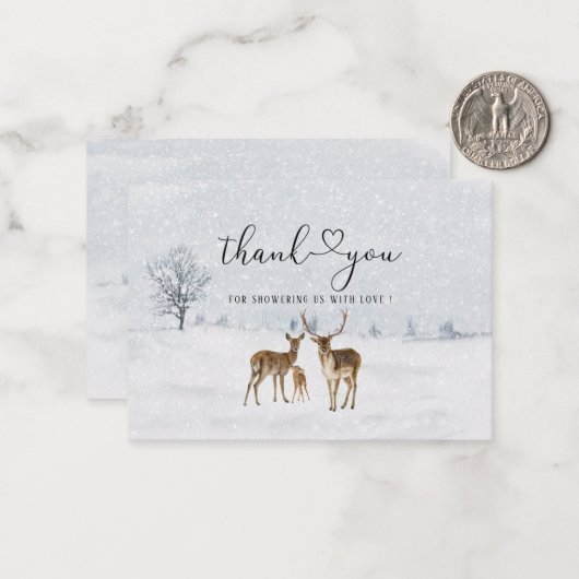 Hirschfamilie und Baby es ist kalt draußen Baby Sc Mitteilungskarte (Vorderseite/Rückseite Beispiel)