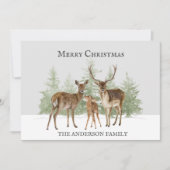 Hirschfamilien Winterschnee Frohe Weihnachten (Vorderseite)