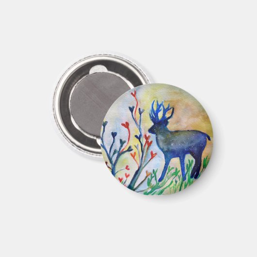Hirschfarbe klein, 3,2 cm Rundmagnet Magnet (Vorderseite/Rückseite)