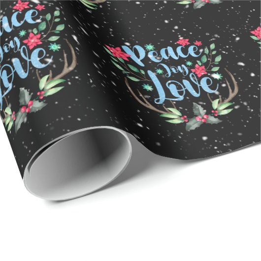 Hirschfäule in Schneeflocken Geschenkpapier (Rolleneckpunkt)