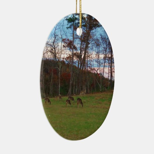 Hirschfeld und rosa SunSet Keramik Ornament (Rechts)