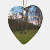 Hirschfeld und rosa SunSet Keramikornament (Links)