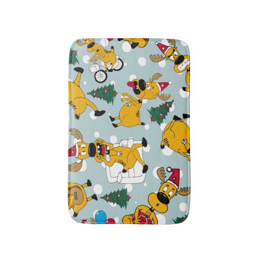 Hirschfest: Weihnachtsmuster Badematte (Vorderseite Vertikal)