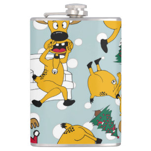 Hirschfest: Weihnachtsmuster Flachmann