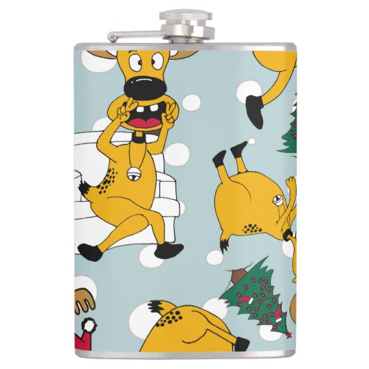 Hirschfest: Weihnachtsmuster Flachmann (Vorderseite)