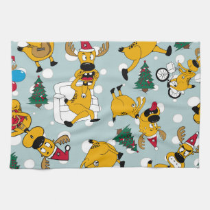 Hirschfest: Weihnachtsmuster Geschirrtuch