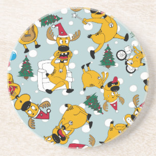 Hirschfest: Weihnachtsmuster Getränkeuntersetzer