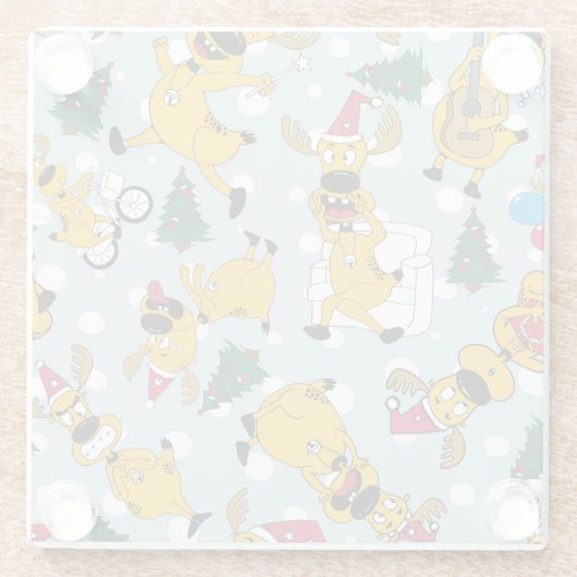 Hirschfest: Weihnachtsmuster Glasuntersetzer (Rückseite)