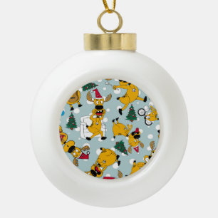 Hirschfest: Weihnachtsmuster Keramik Kugel-Ornament