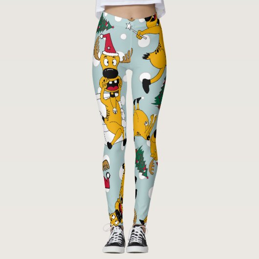 Hirschfest: Weihnachtsmuster Leggings (Vorderseite)