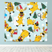 Hirschfest: Weihnachtsmuster Leinwanddruck (Insitu (Holzboden))