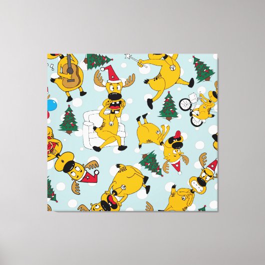 Hirschfest: Weihnachtsmuster Leinwanddruck (Vorderseite)