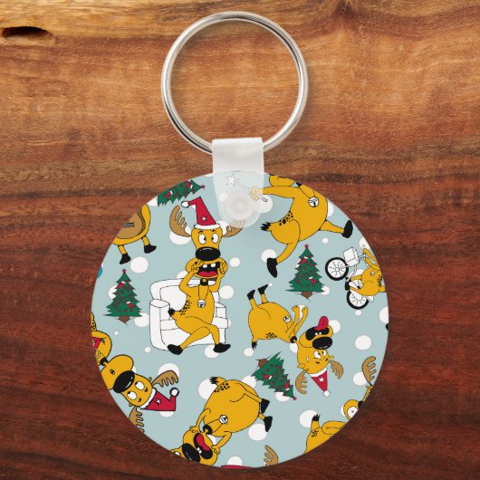 Hirschfest: Weihnachtsmuster Schlüsselanhänger (Vorderseite)