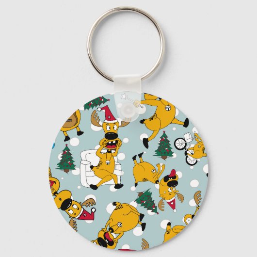 Hirschfest: Weihnachtsmuster Schlüsselanhänger (Rückseite)