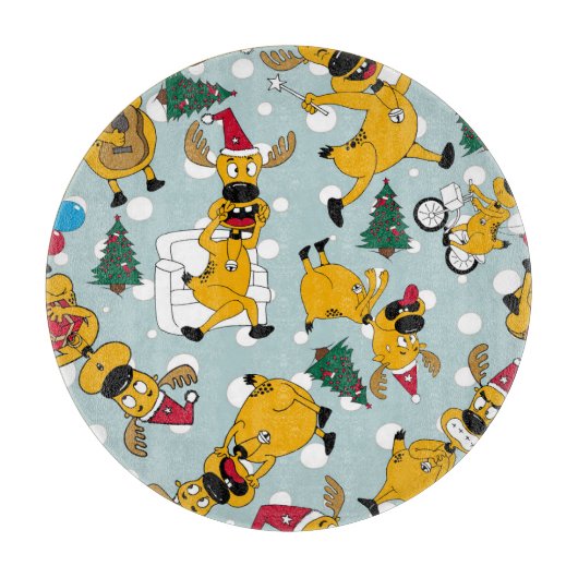 Hirschfest: Weihnachtsmuster Schneidebrett (Vorderseite)