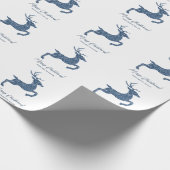 Hirschform in Imitaten Blauer Glitzer mit Text aus Geschenkpapier (Ecke)