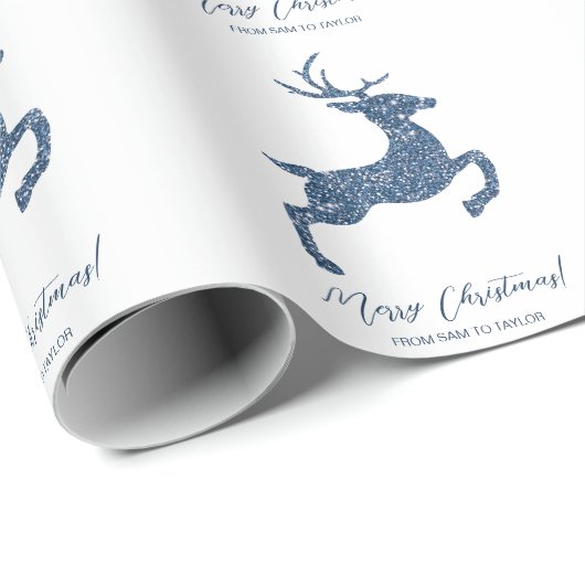 Hirschform in Imitaten Blauer Glitzer mit Text aus Geschenkpapier (Rolleneckpunkt)