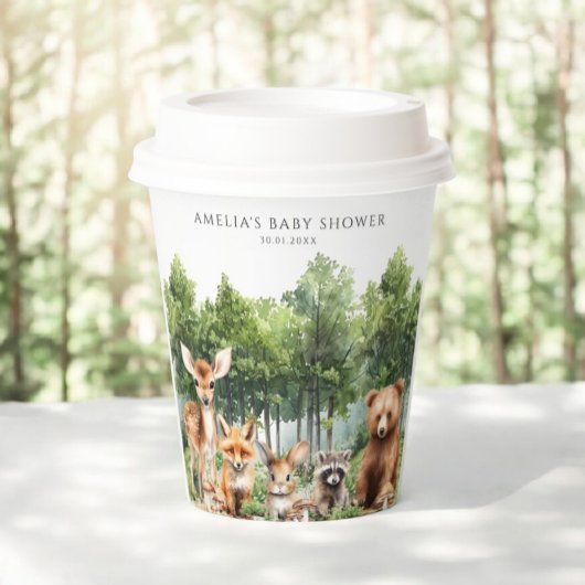 Hirschfox Grüne Waldtiere Kinderdusche Pappbecher