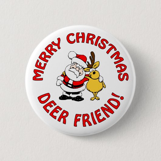 "Hirschfreund" - Weihnachtsknopf Button (Vorderseite)