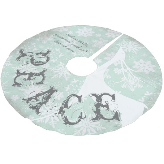 Hirschfrieden und -regen polyester weihnachtsbaumdecke (Schrägansicht)