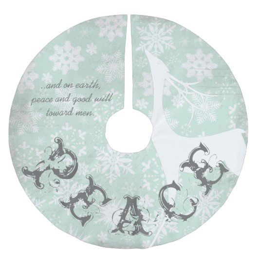 Hirschfrieden und -regen polyester weihnachtsbaumdecke (Vorderseite)