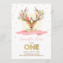 Hirschgeburt laden Antlers Woodland Gold Pink ein Einladung