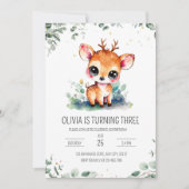 Hirschgeburtseinladung, Waldtiere zum Geburtstag Einladung (Vorderseite)