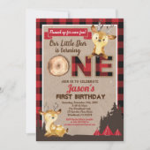 Hirschgeburtstag Lumberjack Party roter Flanell Einladung (Vorderseite)