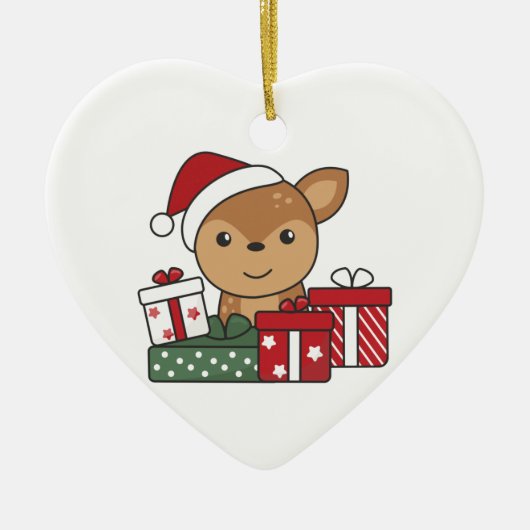 Hirschgeschenk Wintertiere Hirsche Keramik oder Ornament (Vorne)