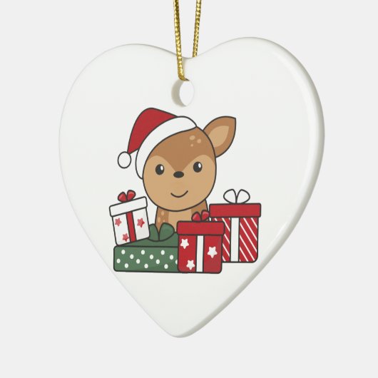 Hirschgeschenk Wintertiere Hirsche Keramik oder Ornament (Links)