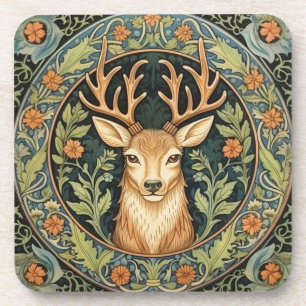 Hirschgesicht im florale Vintage-Design Getränkeuntersetzer