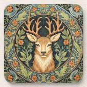 Hirschgesicht in blumengeschmückter Vintager Gesta Getränkeuntersetzer (Vorderseite)