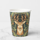 Hirschgesicht in blumengeschmückter Vintager Gesta Pappbecher (Rückseite)