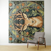 Hirschgesicht in blumengeschmückter Vintager Gesta Wandteppich (Beispiel)