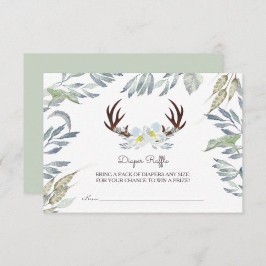 Hirschgewächse Babydusche Windelwanne Einladung (Vorne/Hinten)