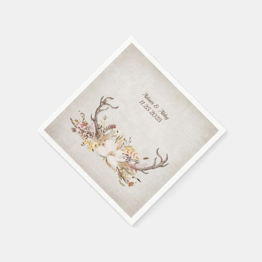 Hirschgewächse mit Blume Serviette (Ecke)