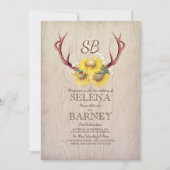 Hirschgewächse und Sonnenblumen Rustikale Hochzeit Einladung (Vorderseite)