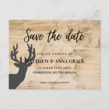 Hirschgeweih aus hellem Holz Save the Date Hochzei