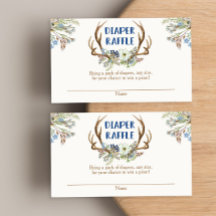 Hirschgeweih für rustikale Babydusche - Gewinnkart