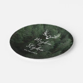 Hirschgeweih Wald Kiefernwald Hochzeit Pappteller (Schrägansicht)