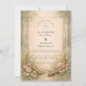 Hirschgeweih-Waldhochzeit Einladung (Vorderseite)