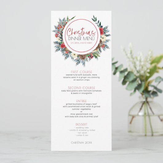 Hirschgeweihe mit Weihnachtskranz in Blume Einladung (Stehend Vorderseite)