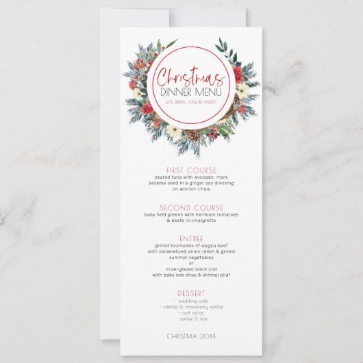 Hirschgeweihe mit Weihnachtskranz in Blume Einladung (Vorderseite)