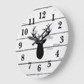 Hirschgeweihe Schwarze Silhouette verdrängen Rusti Große Wanduhr (Winkel)