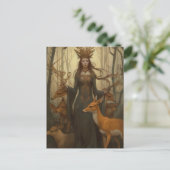 Hirschgöttin im Wald Postkarte (Stehend Vorderseite)