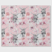 Hirschgraue rosafarbene Torfbäume, Blumenpapier Geschenkpapier (Flach)