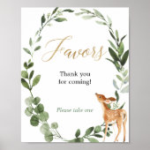 Hirschgrün Gold Babydusche Gefälligkeitszeichen Poster (Vorne)